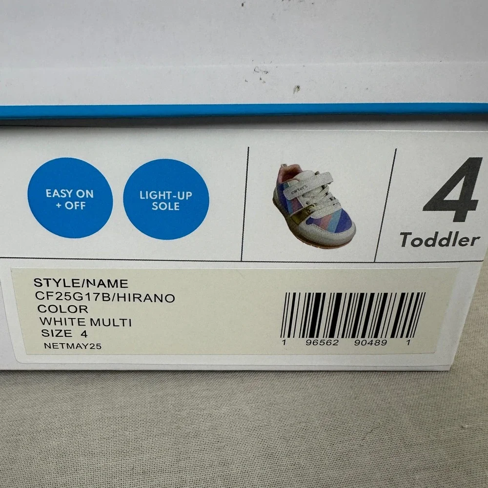 Carter's Toddler's 4 Hirano Light-Up Sneakers White Multi CF25G17B‎ NEW